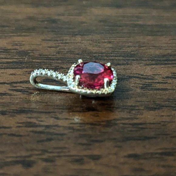 1.25 Carat Natural Ruby & Sterling Silver Pendant - Picture 3 of 4